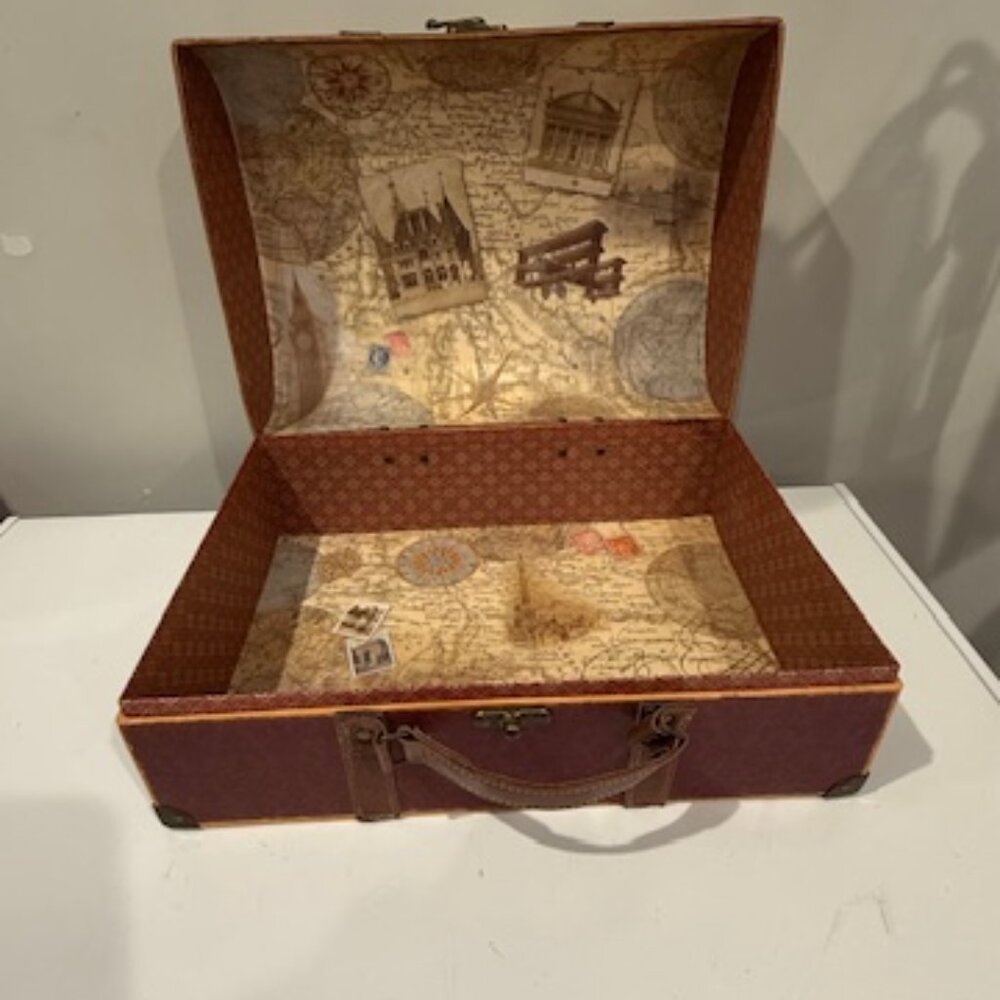 Punch Studio Vintage Old World Map Paperboard Suitcase - Picture 2 of 8